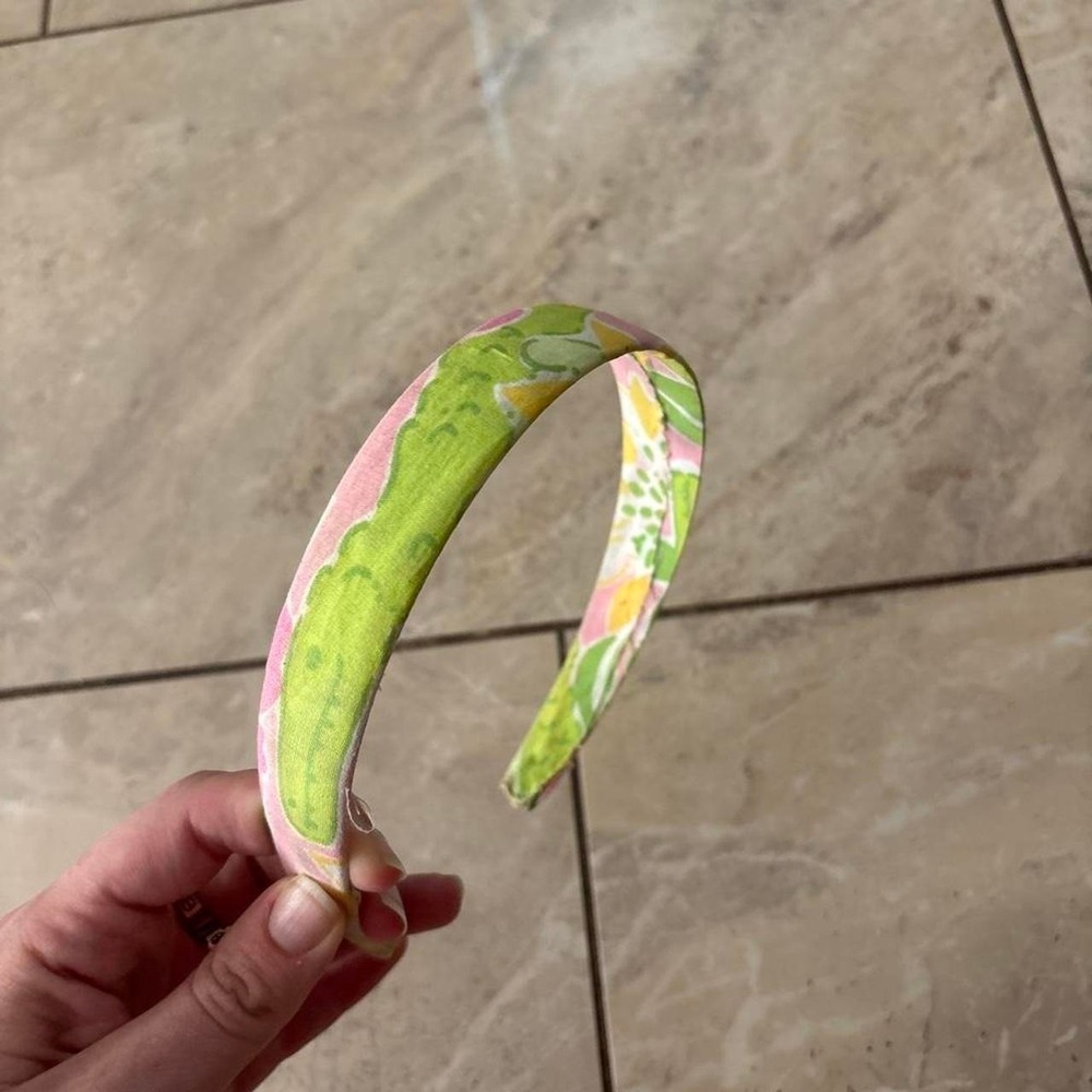 Lilly Pulitzer Alligator Aisle Fabric Wrapped Headband Pink Green Y2K Preppy